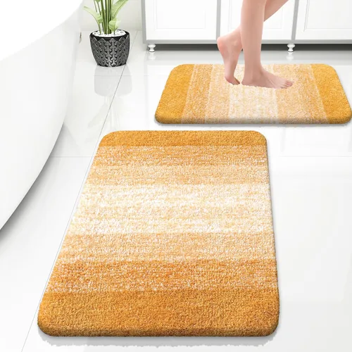 Miniatura 46 de OLANLY Juego de 2 alfombras de baño de microfibra suave y absorbente, antideslizantes, se pueden lavar y secar a máquina, alfombras de baño peludas