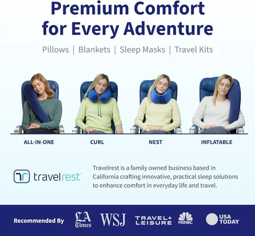 Miniatura 7 de Almohada de apoyo para el cuello TRAVELREST Nest - Esenciales de viaje, espuma viscoelástica, almohada de viaje compacta para vuelos largos