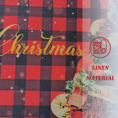 Miniatura 8 de Felpudo Rojo de Búfalo a Cuadros Feliz Navidad Decorativo 30"x17", Felpudo de Árbol de Navidad de Temporada Antideslizante Lavable de Bajo Perfil