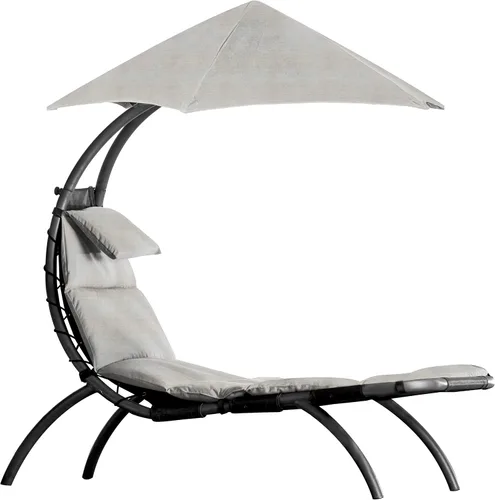 Miniatura 4 de Vivere Tumbona original Dream con paraguas de 6 puntos, poliéster hilado duradero, patas curvas, amplia cama de descanso, perfecta para exteriores