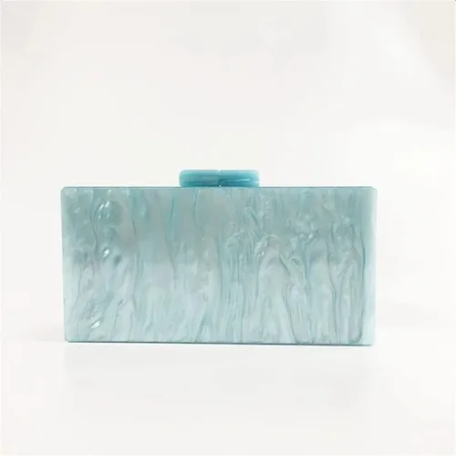 Miniatura 6 de ZLXDP - Bolso de mano de acrílico para noche, bolso de mano con cadena azul claro, bolso cruzado de retazos, bolso de fiesta para mujer