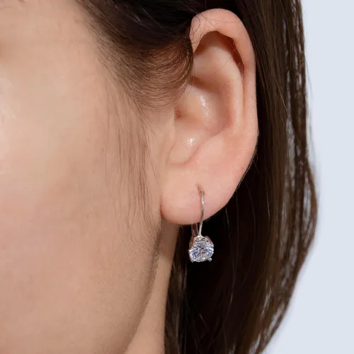 Miniatura 4 de Tienda Collection Platinum-Plated Sterling Silver Infinite Elements Zirconia Leverback Earrings