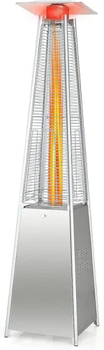 Tangkula Calentador de patio al aire libre de 90 pulgadas, 42000 BTU calentador de propano piramidal portátil para exteriores con ruedas, tubo de