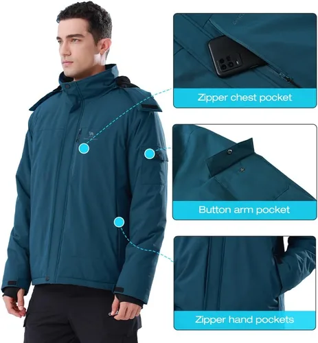 Miniatura 4 de CAMEL CROWN - Chaqueta de invierno para hombre, impermeable, chaqueta de esquí con forro polar cálido, resistente al viento, para nieve, lluvia