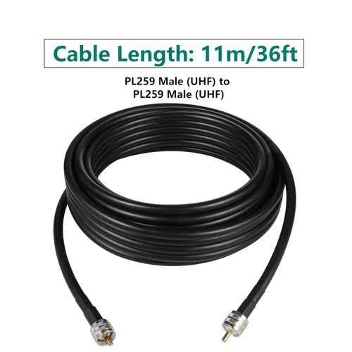 Miniatura 7 de Cable coaxial CB de 36 pies, Cable coaxial KMR400, UHF PL259 macho a macho cables de antena CB de baja pérdida, 50 ohmios para radio HAM, analizador