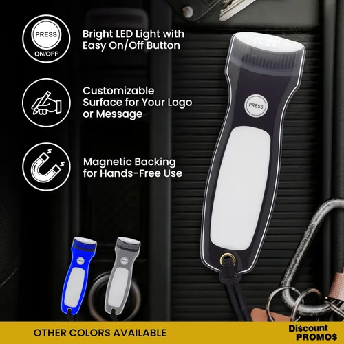 Miniatura 2 de DISCOUNT PROMOS Juego de 10 Linternas Magnéticas Planas Blackout - Luces LED, Correa de Muñeca Incluida, Imán para Nevera - Negro