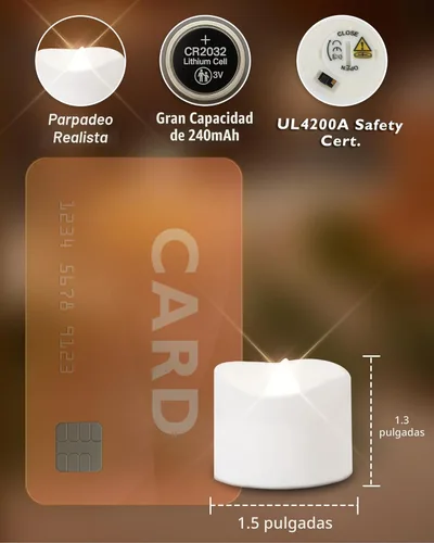Miniatura 5 de Homemory Velas de té LED sin llama de color blanco frío, más de 200 horas, funciona con pilas, velas votivas eléctricas falsas para Navidad