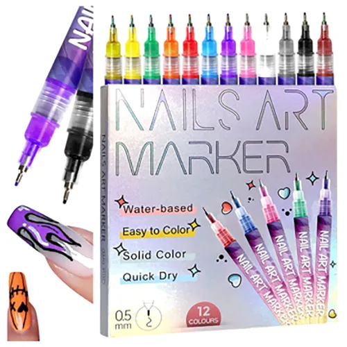 Juego de 12 bolígrafos de arte de uñas, 2026, nuevos marcadores de arte de uñas para arte de uñas 3D, pincel de pintura de dibujo para bricolaje,