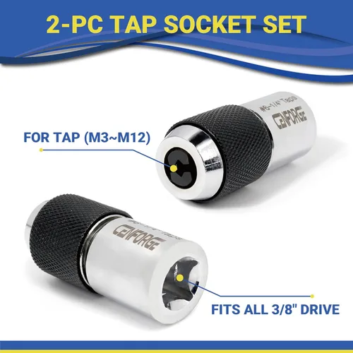 Miniatura 3 de Casquillo portamacho de 2 piezas, ajustable, casquillos portamacho de accionamiento de 3/8" para llaves, escariadores, extractores de tornillos