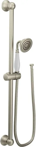 Moen S12107EPBN Weymouth - Ducha de mano tradicional de rendimiento ecológico con barra deslizante de 30 pulgadas y manguera de metal de 69