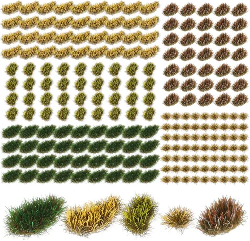 Miniatura 8 de Redbaker 288 Piezas Mechones de Césped Estático Racimo de Flores Grupos de Vegetación Autoadhesivos Mechones de Césped de Modelo Artificial DIY