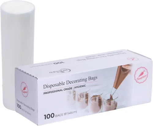 Keenpioneer Bolsas de 18 Pulgadas Biobasadas Desechables para Decoración de Tartas, Bolsas de Pastelería a Base de Plantas - Paquete de 100