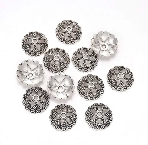 Miniatura 17 de 100 unidades/lote de tapas de cuentas de 0.236 pulgadas para joyas, receptáculo de extremo, ahuecado, toro de flores, bricolaje, espaciado