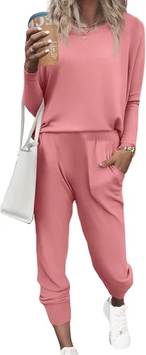 Miniatura 166 de Ekouaer Conjunto de pijama de manga larga para mujer, ropa de dormir suave con cuello redondo y bolsillos
