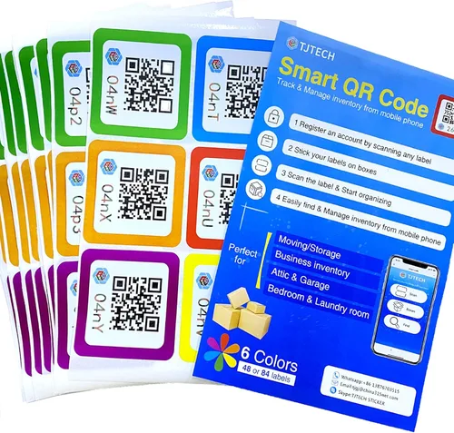 Etiquetas de código QR para almacenamiento y organización, etiquetas de movimiento inteligente para paquete y seguimiento con código QR para