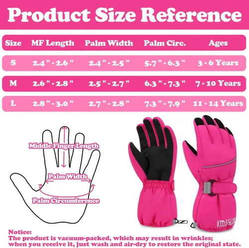 Miniatura 12 de Sarfel Guantes de nieve para niños, guantes de esquí impermeables para niños y niñas