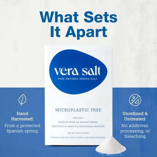 Miniatura 6 de Vera Salt Sal Fina de Primavera Natural – Paquete de 300g – Cristales Blancos Recolectados a Mano de España – Textura Fina con Minerales Naturales