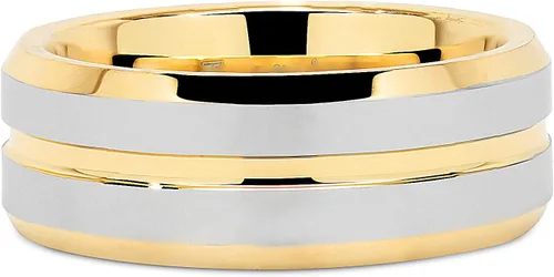 Miniatura 4 de 100S JEWELRY Anillos de tungsteno personalizados para alianzas de boda para hombres, oro y plata, línea central acanalada de dos tonos, tamaño 6-16