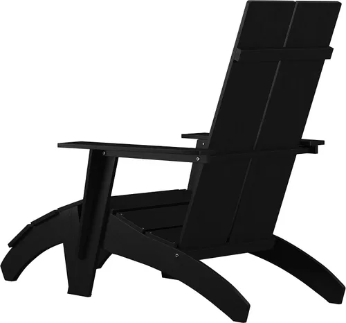 Miniatura 6 de Flash Furniture Sawyer Commercial Adirondack Style - Juego de patio, poliresina negra, resistente a la intemperie