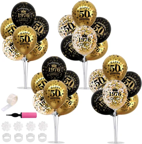 Miniatura 17 de TONIFUL Juego de 6 centros de mesa de globos de color azul marino y plateado para mesa, kit de arco de globos para decoraciones de graduación 2026