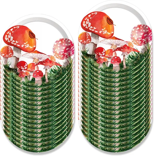 Miniatura 2 de Juego de vajilla de 116 piezas de vajilla roja de hongos en acuarela que incluye platos de hongos y servilletas, platos llanos, tazas