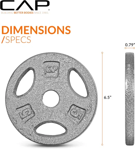 Miniatura 4 de CAP Barbell Placas de peso de agarre estándar de 1 pulgada Gris
