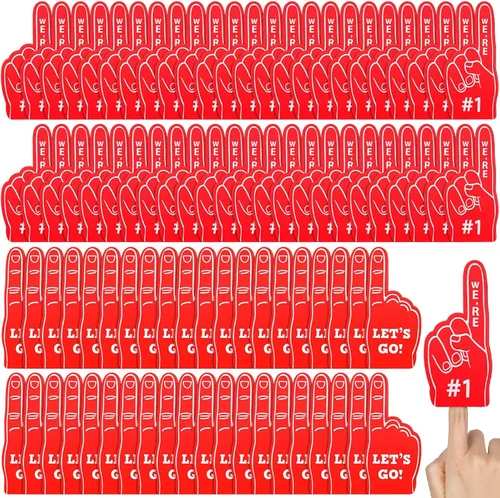 100 Pieces Mini Foam Finger Football Party Favors #1 Sports Fan Foam Finger Football Party Supply Basketball Baseball Soccer Sporting Events