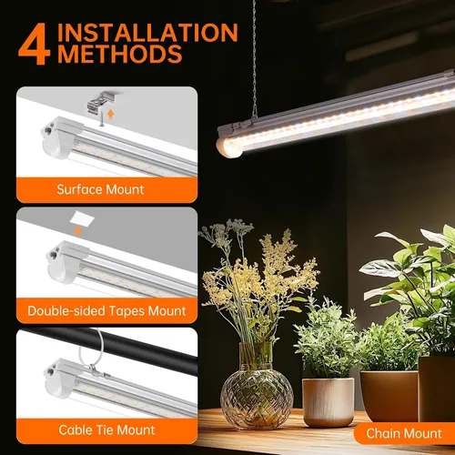 Miniatura 6 de Bstrip T8 - Luz de cultivo de 1.4 pies, 36 W (2 x 18 W), luces para plantas de cultivo en interiores con temporizador, espectro completo con LED