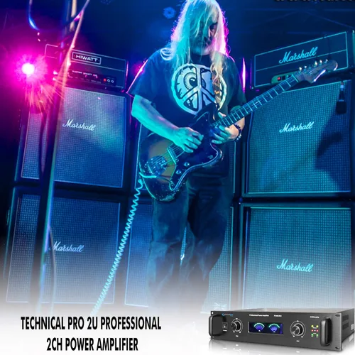 Miniatura 5 de Technical Pro Sistema de PA portátil profesional de 6000 vatios, amplificador de potencia estéreo digital de 2 canales con ventiladores de doble