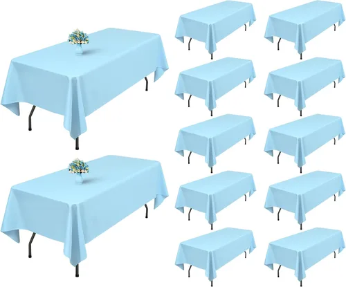 Miniatura 41 de Showgeous Paquete de 4 manteles rectangulares de poliéster de 60 x 102 pulgadas, resistentes a las arrugas, lavables, para bodas, mesas de comedor