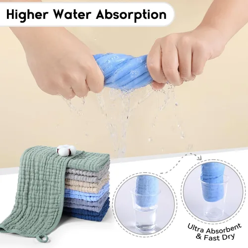 Miniatura 6 de Unnivoll Paños de muselina para eructos para bebé, 100% algodón, para niños y niñas, grandes, 20 x 10 pulgadas, extra suaves y absorbentes, paquete