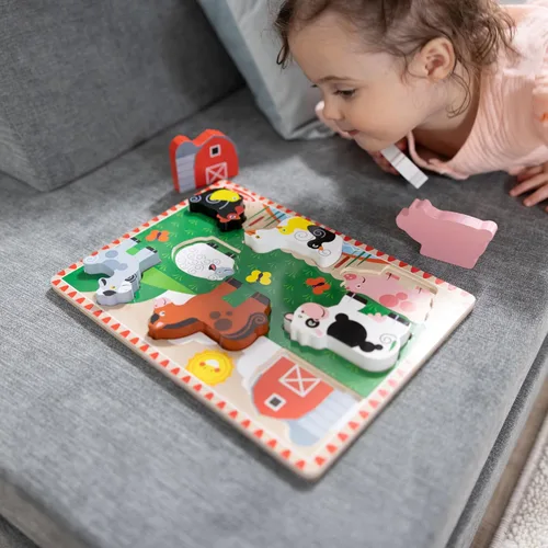Miniatura 2 de Rompecabezas de madera de piezas grandes Melissa & Doug, granja (8 unidades) - Certificado FSC