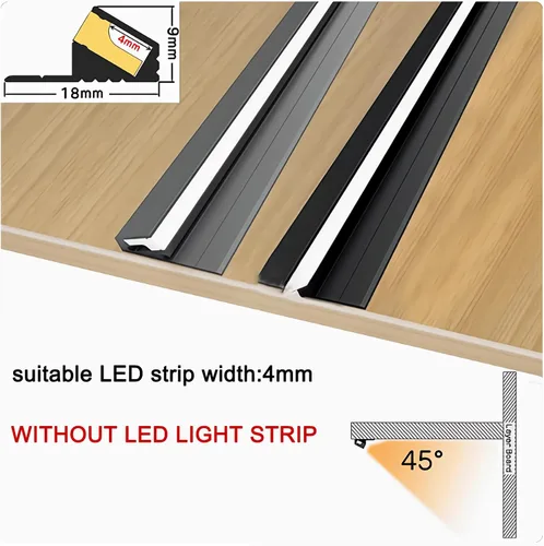 Miniatura 2 de Paquete de 5 perfiles de aluminio lineales LED montados en superficie, barras LED de 45 grados, lámpara oblicua invisible, estante de capa de Gris