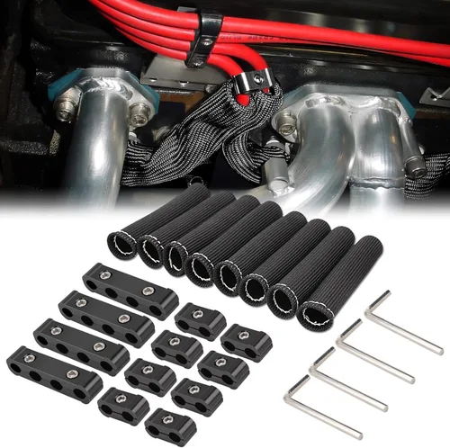 12 piezas de divisor de alambre de bujía de motor y 8 piezas de bujía protector de botas de alambre protector de calor manga 0.315 in 0.354 in 0.394