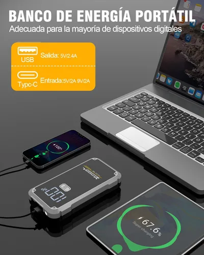 Miniatura 4 de Arrancador de coche de 6000 A, arrancador de batería portátil de 12 V para motores de gasolina de hasta 7.0 L y 5.5 L diésel, cargador de batería