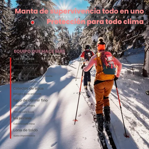 Miniatura 6 de SecuCaptain Mantas de supervivencia térmicas de emergencia: Kit de manta espacial de Mylar extra grande de 84” x 63” para camping al aire libre