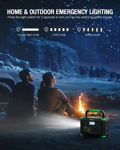 Miniatura 6 de Estación de energía portátil de 500 W, 519.48 Wh/140400 mAh, generador solar, batería de litio de reserva, fuente de alimentación con 2 salidas