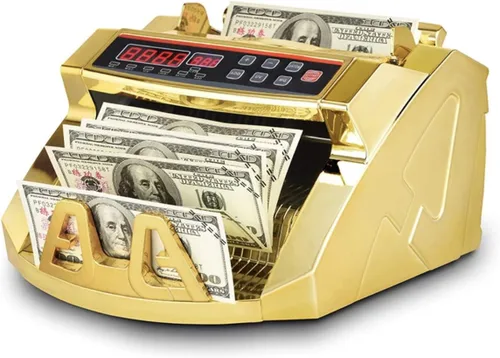 Miniatura 2 de Contador dorado de dinero con detección de billetes falsificados y contador de billetes Pantalla de luz 1,000 billetes por minuto Se adapta a