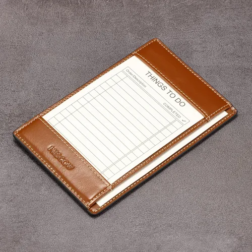 Miniatura 6 de HISCOW Bloc de notas y cuaderno de bolsillo de cuero italiano, bloc de notas de 3 x 5 con soporte seguro para bolígrafo, organizador de notas marrón