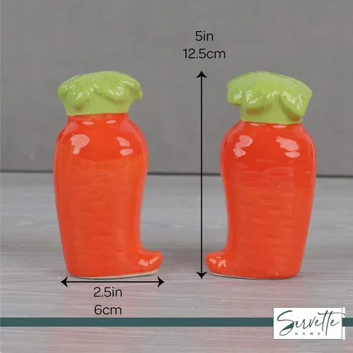 Miniatura 4 de Novedoso juego de salero y pimentero de cerámica para verduras - Zanahoria Carrot