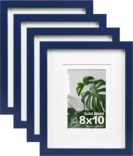Miniatura 58 de Egofine Juego de 4 portarretratos de 4 x 6, hechos de madera maciza cubierta de plexiglás de 3 x 4.5 pulgadas y 3.5 x 5 pulgadas con paspartú o de 4