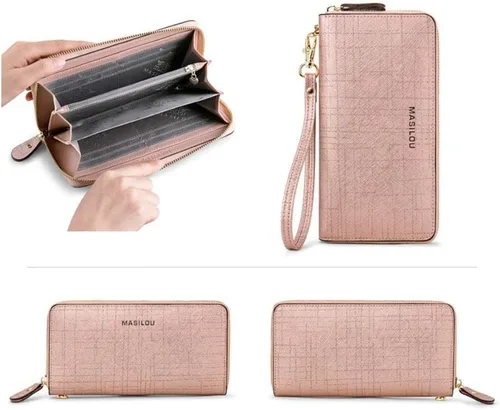 Miniatura 2 de Cartera para mujer cartera grande para teléfono celular bolsillo largo para tarjetas monedero monedero bloqueo RFID con cremallera bolso de mano