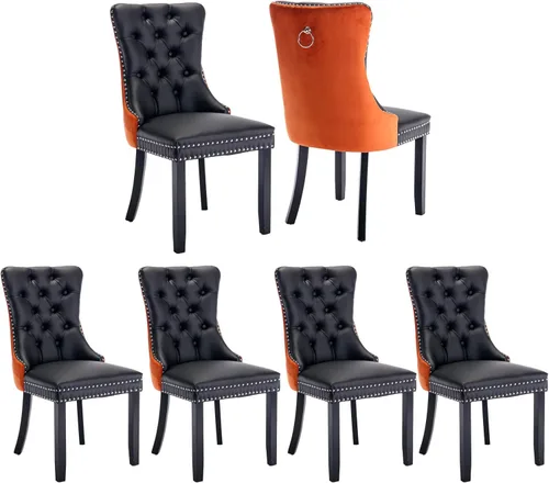 Miniatura 62 de Shenyon Juego de 2 Sillas de Comedor de Terciopelo Gris, Sillas de Comedor Tapizadas con Ribete de Anilla Trasera y Patas de Madera Maciza, Sillas