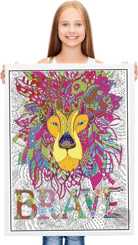 Miniatura 4 de SJPRINTER Arte de pared inspirador, póster motivacional gigante para colorear con mandala, para niños y adultos, ideal para niñas y niños