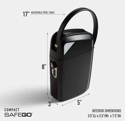 Miniatura 5 de SAFEGO Caja fuerte portátil para interiores y exteriores con llave y acceso combinado (compacta, negro)