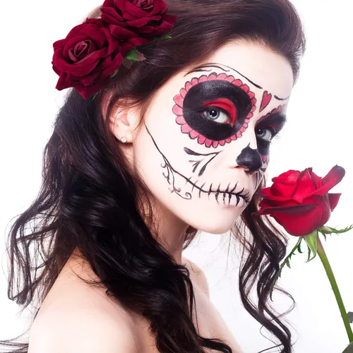 Miniatura 3 de Bememo Paquete de 2 pinzas para el pelo de rosas para mujer, peines laterales de rosas, flores flamencas, disfraces del Día de los Muertos