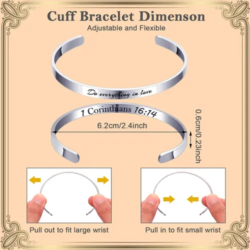 Miniatura 2 de Funtery 12 pulseras cristianas grabadas con versículos de la Biblia, regalo de Pascua para mujeres, bautismo religioso, escritura inspiradora