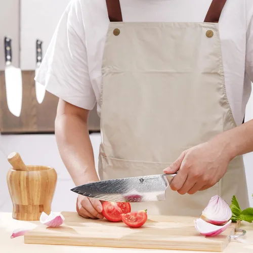 Miniatura 5 de WILDMOK Cuchillo de chef de Damasco, cuchillos de chef japoneses de 8 pulgadas, cuchillo de cocina con mango de resina, cuchillos afilados