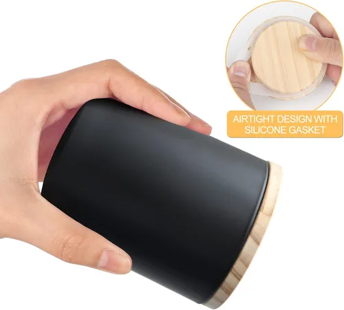 Miniatura 2 de SHOWIN Tarros gruesos para hacer velas, 16 unidades, tarros vacíos de 7 onzas con tapas de madera para hacer velas, contenedor de muestra, negro mate