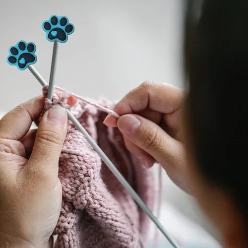 Miniatura 4 de SPANSEE 8 piezas de tapones para agujas de tejer con forma de pata de perro, protectores de puntas de agujas de tejer, tapas para agujas de tejer